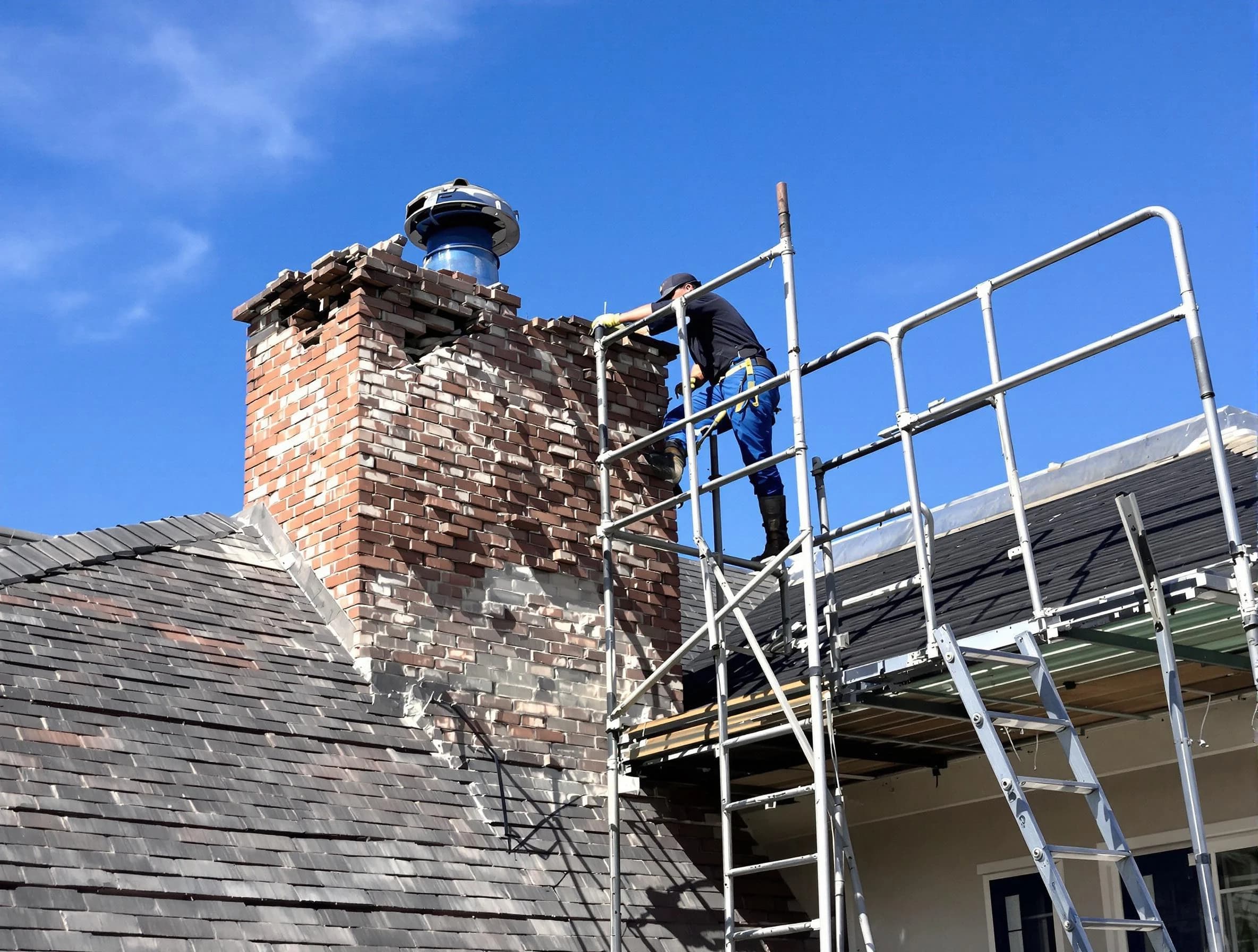 Rebuilding a chimney structure by Stansbury Park Chimney Sweep in Stansbury Park, UT
