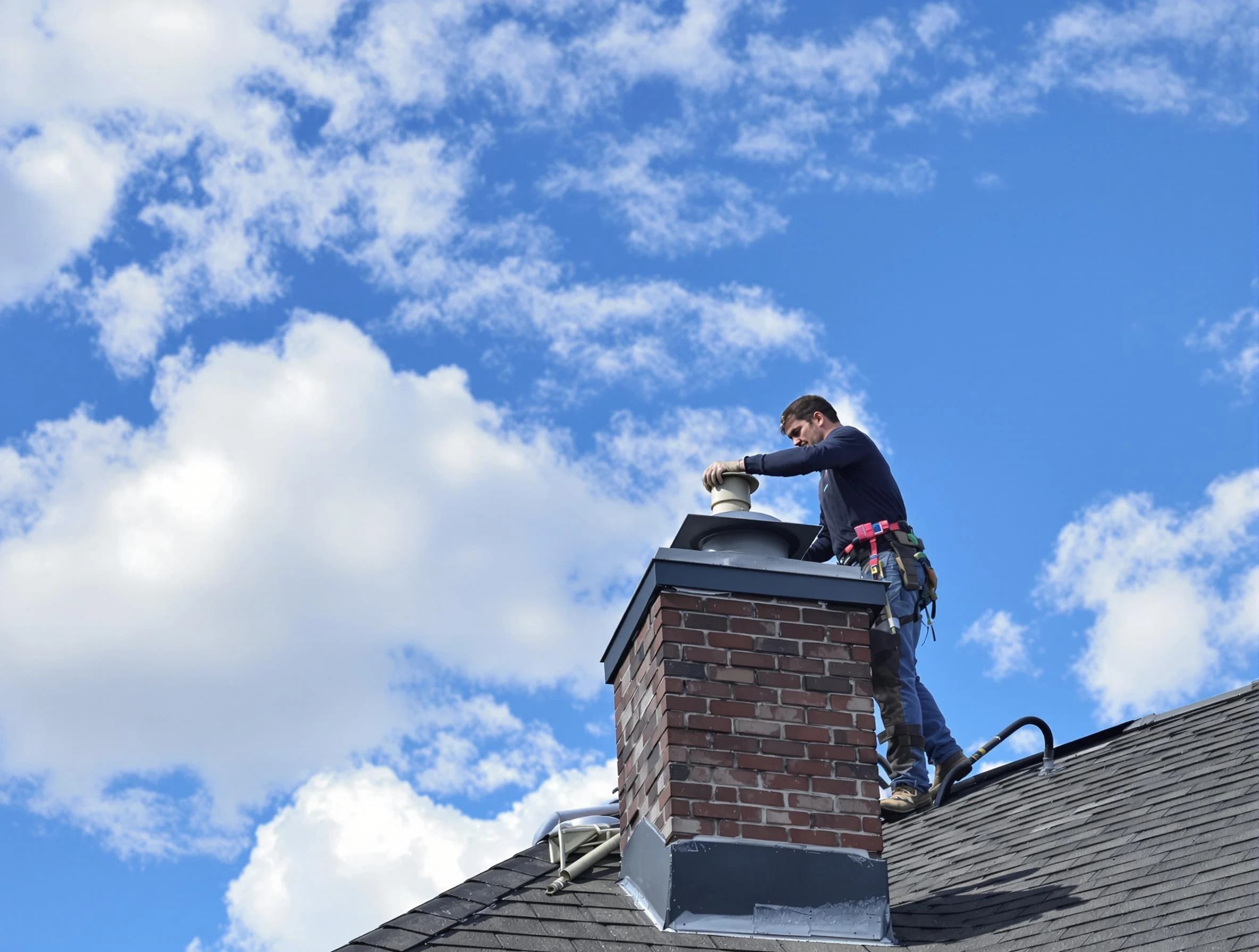 Stansbury Park Chimney Sweep installing a sturdy chimney cap in Stansbury Park, UT
