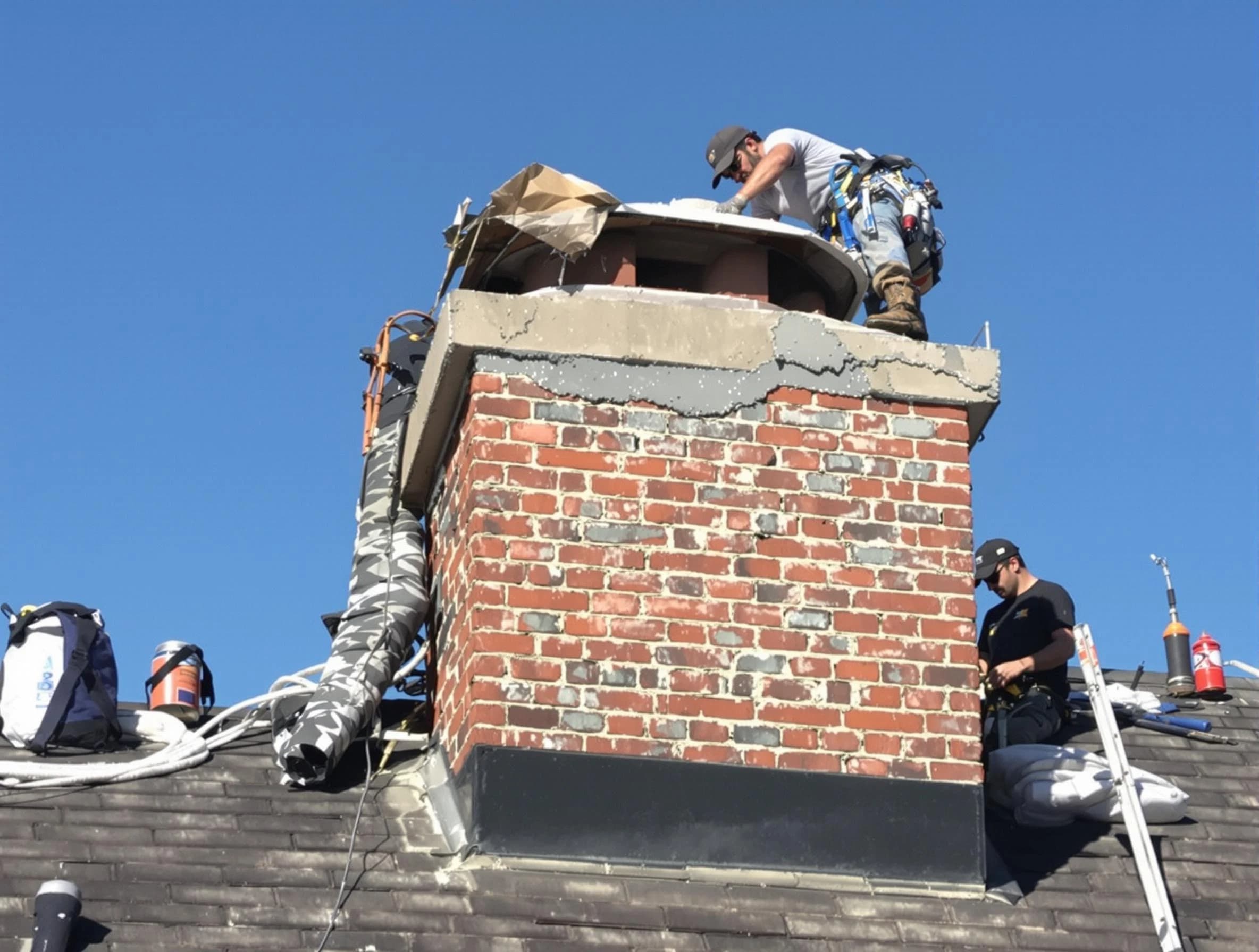 Stansbury Park Chimney Sweep installing a custom chimney crown in Stansbury Park, UT