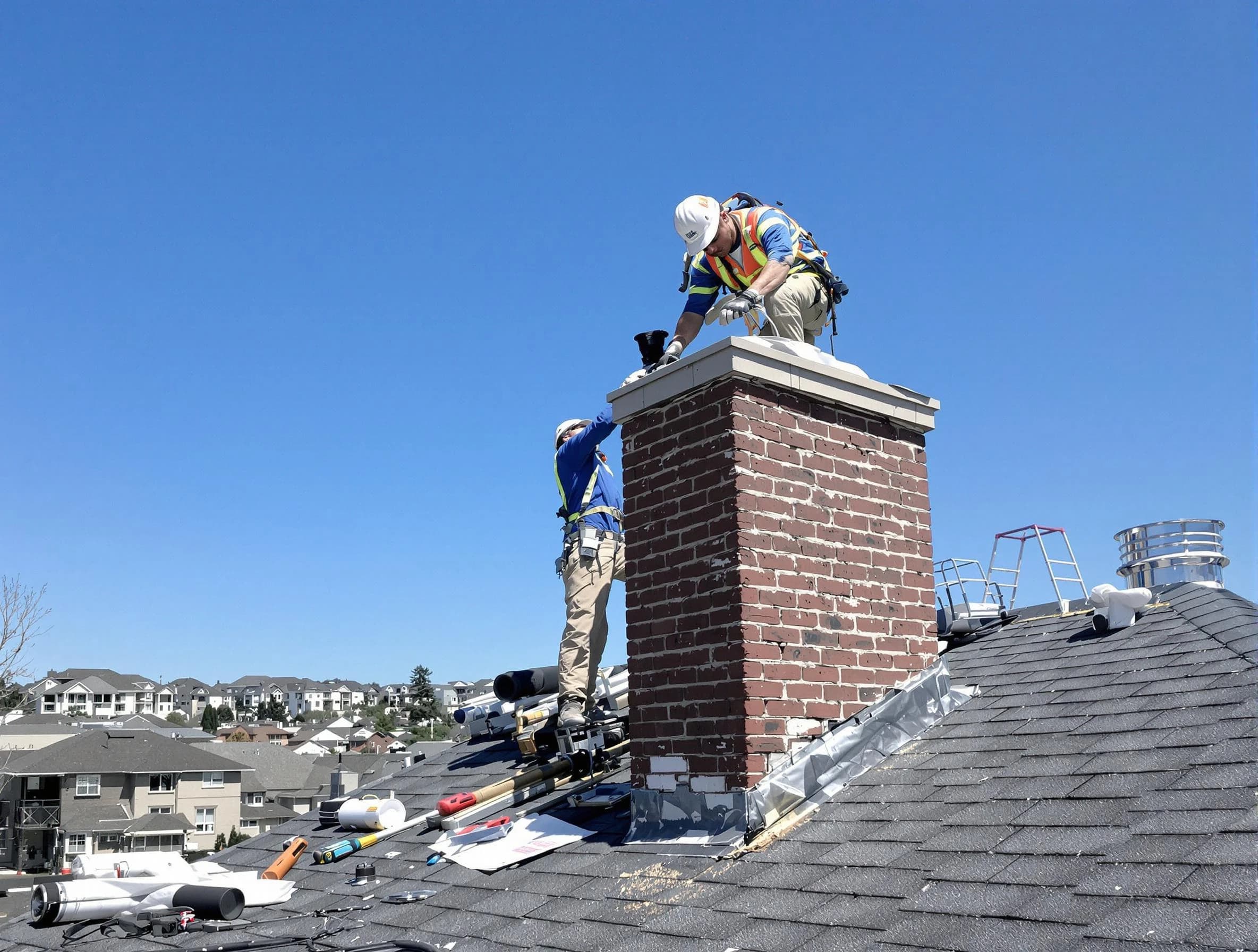 Stansbury Park Chimney Sweep repairing a chimney crown in Stansbury Park, UT