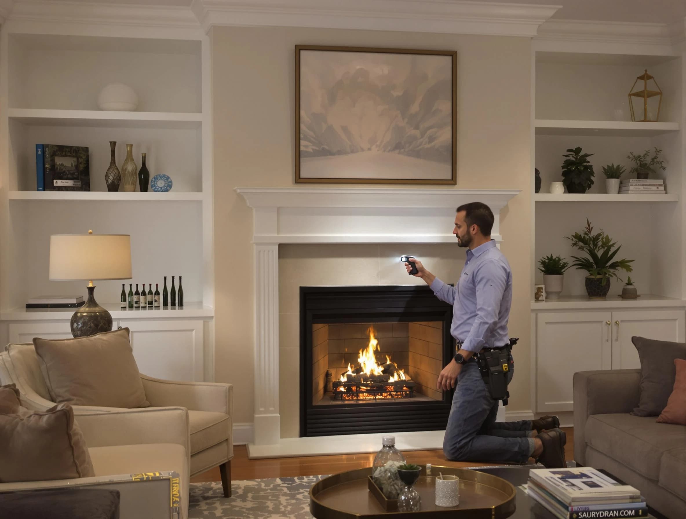 Stansbury Park Chimney Sweep conducting a fireplace safety inspection in Stansbury Park, UT