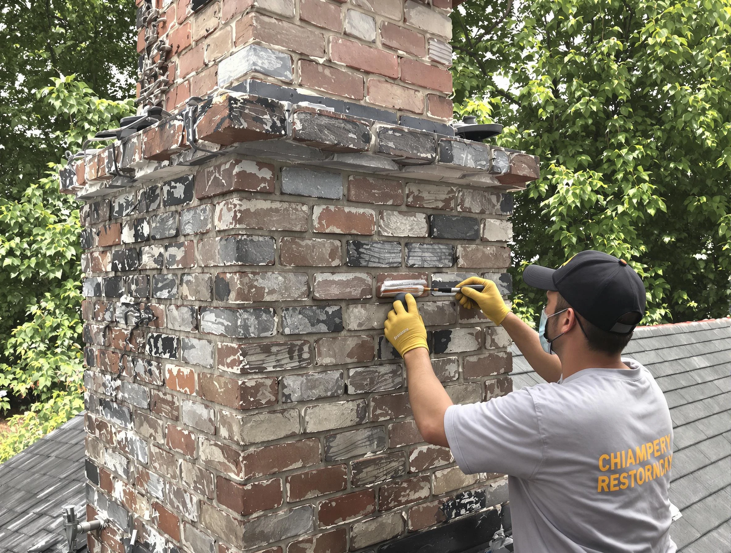 In-progress chimney restoration by Stansbury Park Chimney Sweep in Stansbury Park, UT