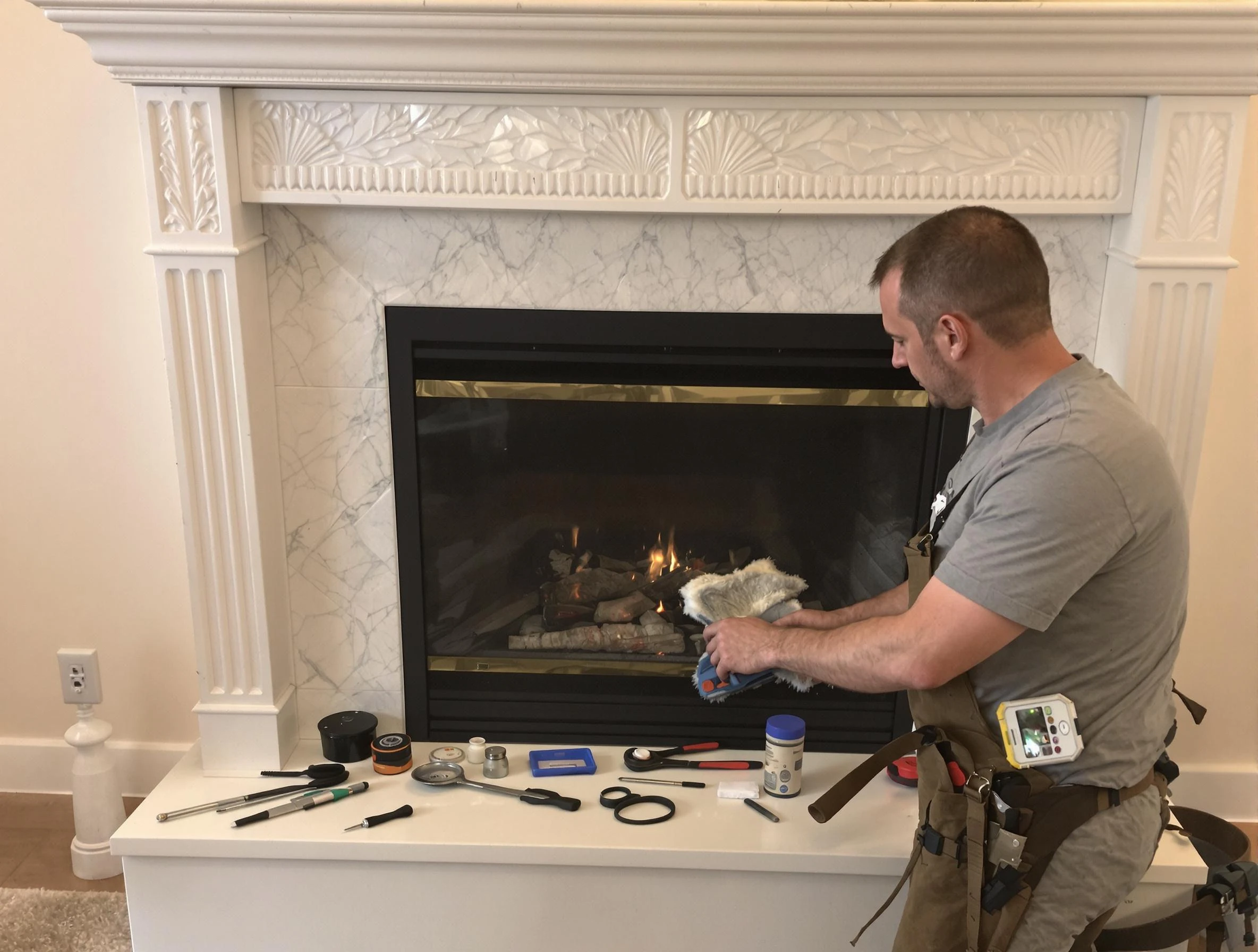 Stansbury Park Chimney Sweep performing fireplace maintenance in Stansbury Park, UT